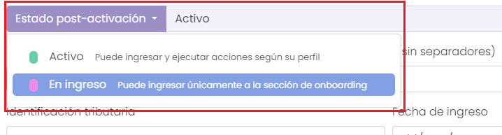 Estado post-activación